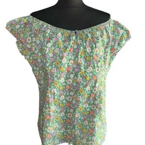 NWOT Unique Vintage Multicolor Floral Off-Shoulder Blouse
